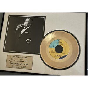 Rare Frank Sinatra "New York" 24KT Gold Plated 45 Single Record Framed Signed